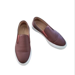 Fabiana Filippi Brown Pebbled Leather Monili Trim Thick Rubber Platform Slip Ons